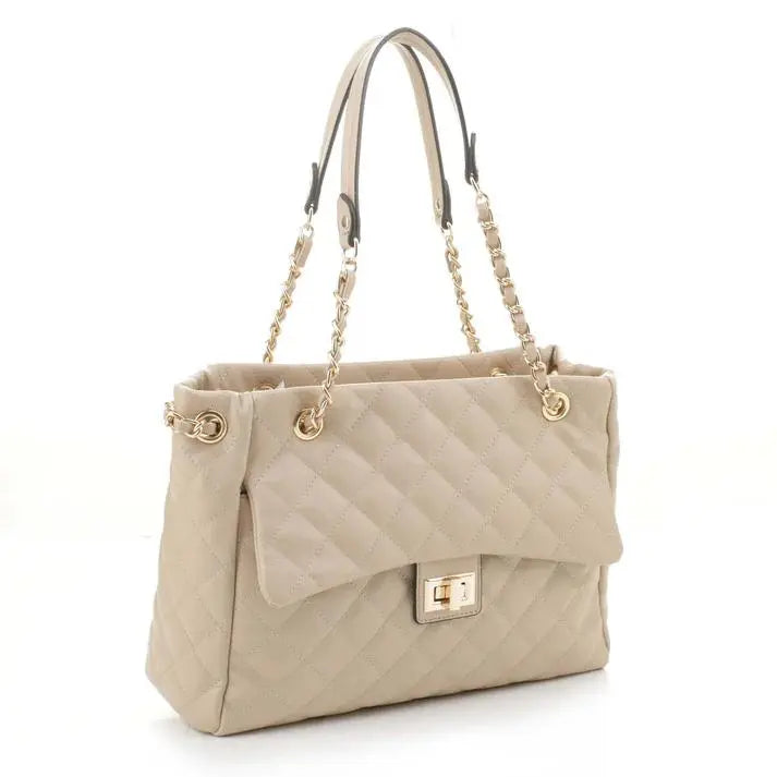 LuxeVibe™ | Quilted Crossbody Tote – Elegant Vegan Leather Shoulder Bag