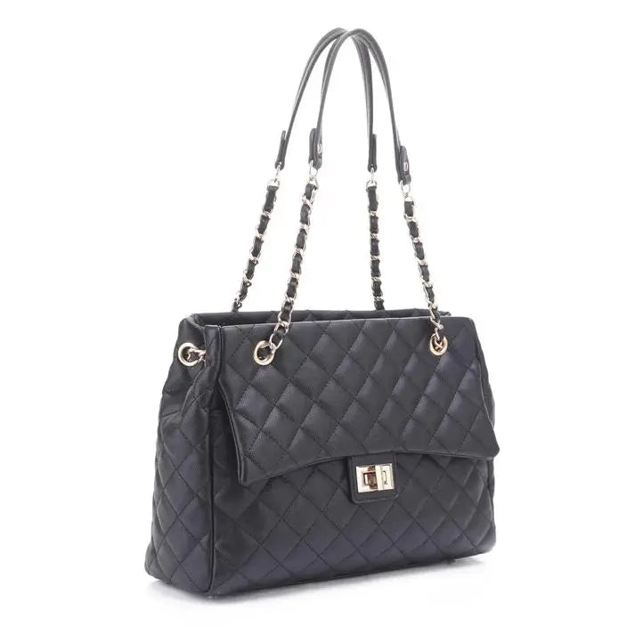 LuxeVibe™ | Quilted Crossbody Tote – Elegant Vegan Leather Shoulder Bag