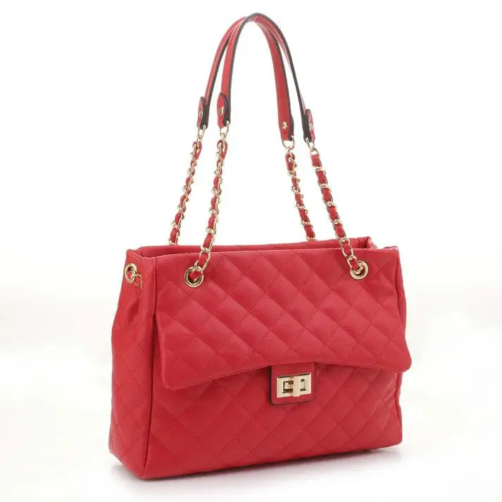 LuxeVibe™ | Quilted Crossbody Tote – Elegant Vegan Leather Shoulder Bag