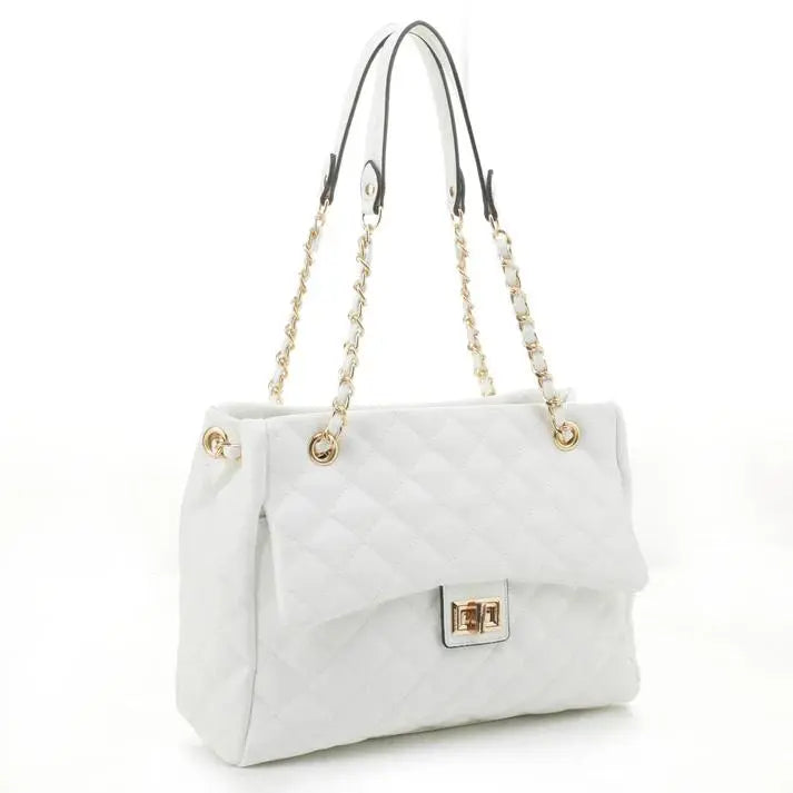 LuxeVibe™ | Quilted Crossbody Tote – Elegant Vegan Leather Shoulder Bag
